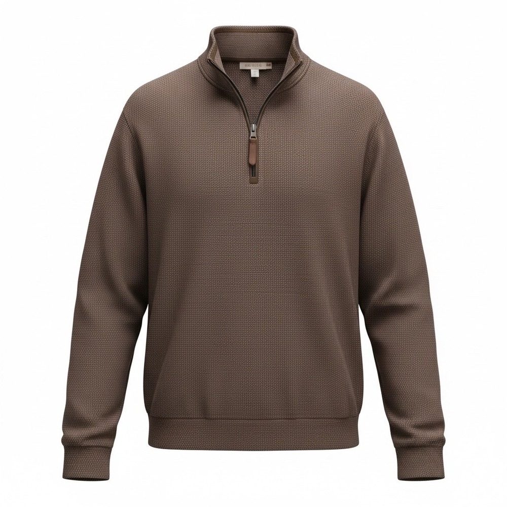 Jos A Bank Reserve Mens Brown 100% Cotton Quarter Zip Pullover Sweater Medium